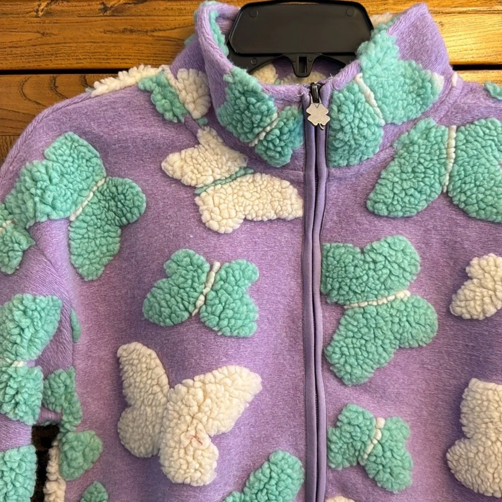 Lucky Brand Girls Plush Butterfly Front Zip Jacket - Picture 4 of 6